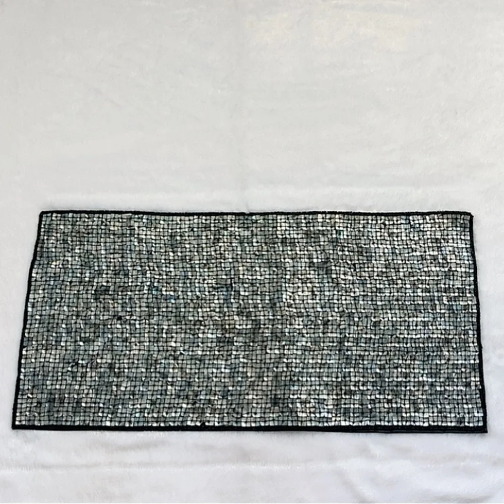 Blue Gray Target Capiz Table Runner